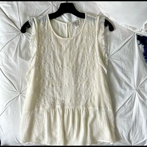 HOSS INTROPIA GAUZE PEPLUM TOP, CREAM, SIZE 36, GUC